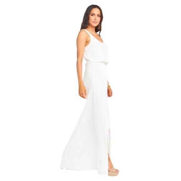 Kendall Maxi Dress sleeveless white ivory crisp v-neck 1/2 lined small NWT - Picture 1 of 10